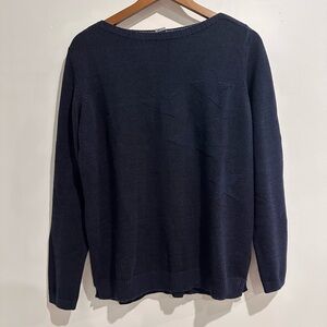 OLSEN Cotton Blend Blue Knit Star Holiday Cottage Sweater Size 12